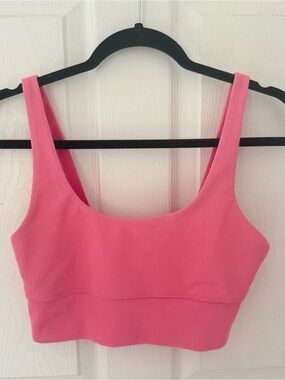 Loveshackfancy x Beach Riot Pink Ribbed Sports Bra Size Large